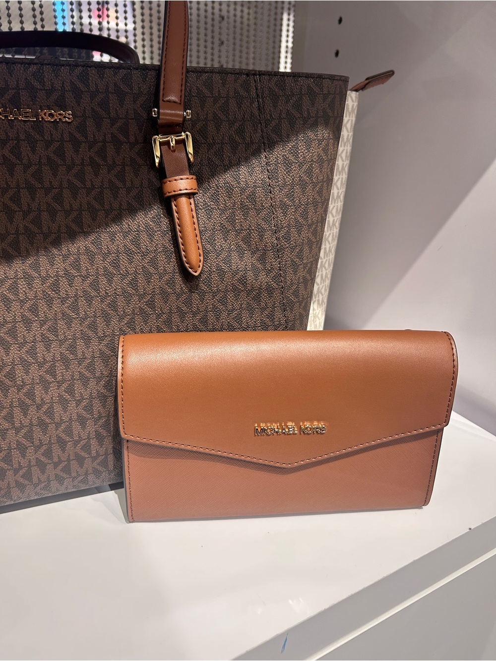 NWT👜Michael Kors Charlotte Large 3-in-1 Signature Logo Tote Bag Set Brown Work - Picture 3 of 9
